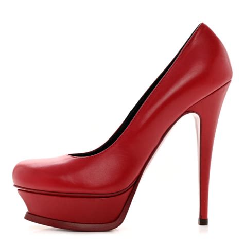 SAINT LAURENT Seta Calfskin Tribute 105 Platform Pumps 37.5 